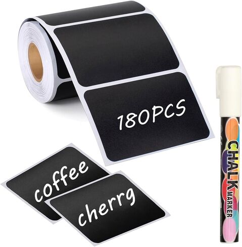 180pcs Chalkboard Labels Sticker Reusable Blackboard Sticker with White Chalk Marker Waterproof Chalkboard Sticker Rectangle Chalkboard Labels for Containers, Mason Jars, Food Storage in Kuwait