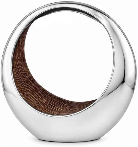 Modern Day Accents 3502 Small Anillo 2-Tone Decorative, Aluminum, Tabletop, Accents, House Decor, Bowl, Modern, Engagement Wedding Trays, Ring Display Stand, Key Holder 11"L x 7"W x 11"H, Brown Silver in Kuwait