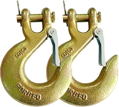 خطاف منزلق Clevis مقاس 3/8 بوصة مع مزلاج أمان، من الفولاذ المطروق G70 للمقطورة، خطافات سلسلة شديدة التحمل، وصلات استقبال على سطح السفينة، سعة 18,000 رطل، ذهبي in Kuwait