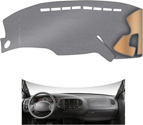Upgrade Dacron Dashboard Cover Fit for 97-03 Ford F-150/ Expedition Effective Anti Glare, Reduce Reflection, Sun Protection, Dust Proof, Moisture Absorption UV-Proof -Grey in Kuwait