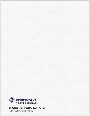 ورق مثقوب احترافي من PrintWorks للعروض التقديمية والكتيبات والأدلة والكتالوجات والمزيد، 8.5 × 11، 20 رطل، 1 أداء رأسي 0.5 بوصة من اليسار، 500 ورقة، أبيض (04114) in Kuwait