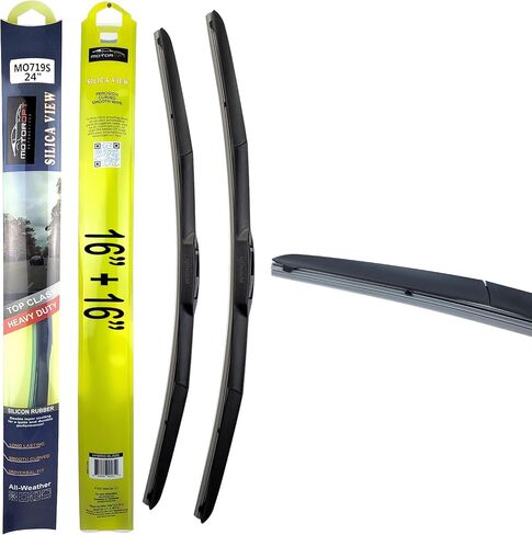 Silica View - (17" + 17") Hybrid Silicone Automotive Replacement Windshield Wiper Blades for my car, Grey Silicone Rubber, 5x Last Longer, J/U Type Hook Vehicle Specific Fitment in Kuwait