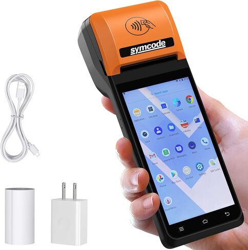 Symcode طابعة الإيصالات الحرارية POS PDA الجديدة مقاس 5.99 بوصة عالية الدقة وشاشة لمس واضحة وطابعة PDA المحمولة وطابعة طرفية لآلة POS المحمولة ونظام تشغيل Android 8.1 OS المدمج في Google Play وNFC in Kuwait