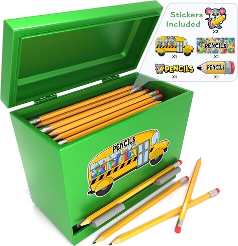 Pencil Dispenser Holder Green Stainless Steel Dispenser for Pencils with 6 Beautiful stickers for Decoration Metal Pencil Dispenser for Classroom Home Office Teachers Students (Pencils Not Included) in Kuwait