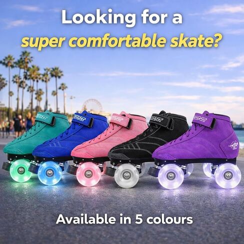 Bont Skates - زلاجات دوارة احترافية من جلد الغزال الأرجواني مع عجلات LED مضيئة - داخلية وخارجية - زلاجات دوارة للنساء - الفتيات - زلاجات للسيدات in Kuwait