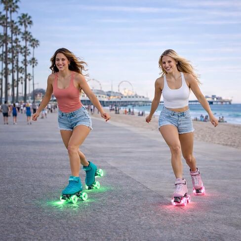 Bont Skates - زلاجات دوارة احترافية من جلد الغزال الأرجواني مع عجلات LED مضيئة - داخلية وخارجية - زلاجات دوارة للنساء - الفتيات - زلاجات للسيدات in Kuwait