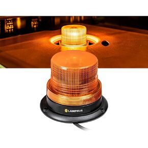 LAMPHUS Aura 5" 12V - 24V 12W Amber LED Flashing Rotating Beacon Light Magnet or Permanent Mount Low Dome Round Rooftop Magnetic Warning Safety Strobe Emergency Lights for Tow Truck Vehicle in Kuwait