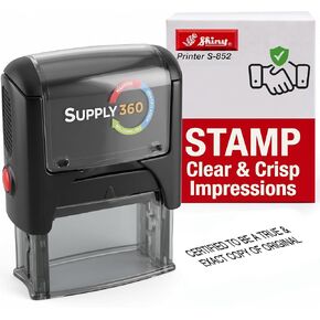 AS-IMP1047 - Certified to BE A True & Exact Copy of Original W/Signature Line, Heavy Duty Commerical Quality Self-Inking Rubber Stamp, Red Ink, 9/16" x 1-1/2" Impression Size in Kuwait