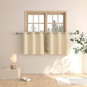 UPOPO Yellow Short Curtains Tiers 36 inch Room Darkening Kitchen Basement Bathroom Bedroom Door Curtain Triple Weave Small Cafe Curtains Window Treatment Set 2 Panels Grommet Top Drapes in Kuwait