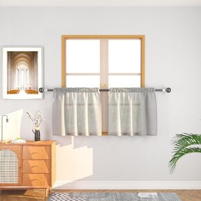 UPOPO Yellow Kitchen Tier Curtains 36 inch Sheer Linen Textured Farmhouse Short Small Mini Sheer Cafe Curtains Over Sink Cabinet Caravan Door Bathroom Vintage Rustic 2 Panelss Rod Pocket 34"x36" in Kuwait