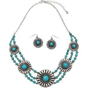 Rosemarie & Jubalee Women's Cowgirl Chic Natural Howlite Stone Center Concho Western Jewelry Gift Set in Kuwait