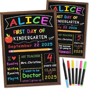 First & Last Day of School Board, 11 x 14 Inch Double Sided Back to School Chalkboard with Frame, Reusable Wooden 1st Day of Preschool/Kindergarten Sign for Kids/Girls/Boys in Kuwait