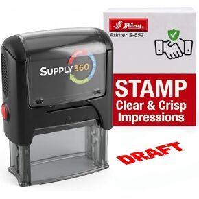 Supply360 AS-IMP1006 - مسودة، ختم مطاطي ذاتي التحبير عالي الجودة تجاريًا، حبر أحمر، مقاس 9/16 بوصة × 1-1/2 بوصة، منقوش بالليزر للحصول على بصمات نظيفة ودقيقة in Kuwait