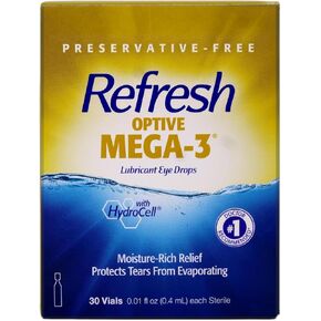 Refresh Optive Mega-3 Lubricant Single-Use Sterile Containers Eye Drops 30 ea (Pack of 3) in Kuwait