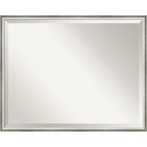 Amanti Art Wall Mirror, Alexandria White Wash Wood Frame Mirror for Wall Decor or use as Bathroom Mirror for Over Sink (25.25 x 21.25 in.) Beveled Mirror, White Mirror, Cottage Mirror from WI, USA in Kuwait