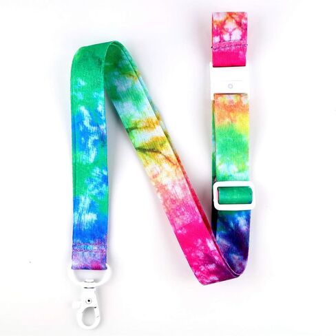 سلسلة مفاتيح Tie Dye Lanyard - حبل معرف سلسلة مفاتيح قوس قزح لشارة المفاتيح in Kuwait