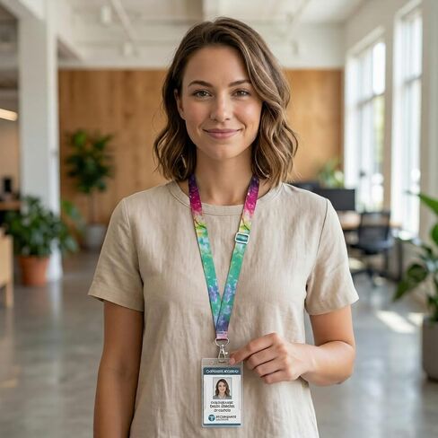 سلسلة مفاتيح Tie Dye Lanyard - حبل معرف سلسلة مفاتيح قوس قزح لشارة المفاتيح in Kuwait