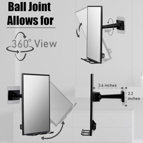 Shower Mirror for Shaving - with Squeegee, Razor Holder & Swivel, 360°Rotation Adjustable Shaving Mirror, Accessories, Bathroom Holds Razors in Kuwait