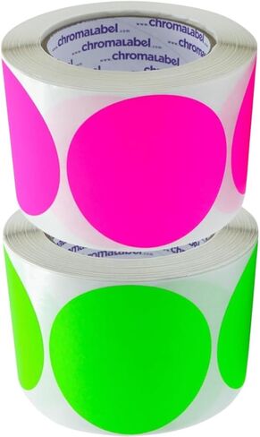 ChromaLabel 3 Inch Round Sticker Labels, High Visibility Permanent Sticky Dots Color Coding Labels, Easy to Write On Color Coded Stickers - 500 Colored Labels per Roll - Matte Finish Fluorescent Green in Kuwait