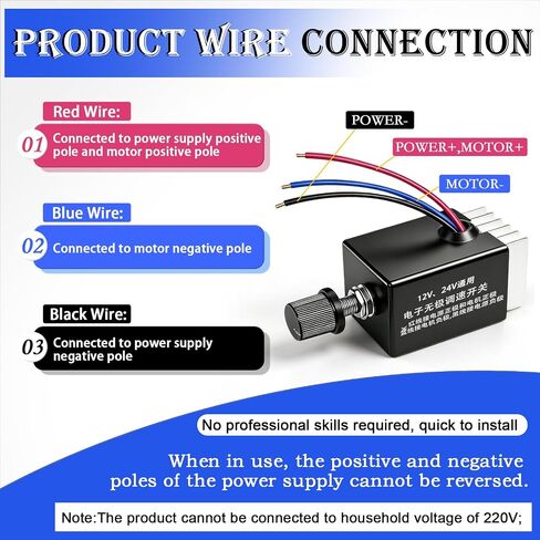 2pcs 12V/24V DC Motor Speed Controller Universal,Knob Screw Electronic Stepless Speed Regulator Switch,Adjustable Motor Speed, Automobile Fan HeaterControl, Fans Speed Regulation in Kuwait