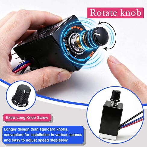 2pcs 12V/24V DC Motor Speed Controller Universal,Knob Screw Electronic Stepless Speed Regulator Switch,Adjustable Motor Speed, Automobile Fan HeaterControl, Fans Speed Regulation in Kuwait