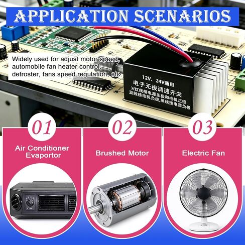 2pcs 12V/24V DC Motor Speed Controller Universal,Knob Screw Electronic Stepless Speed Regulator Switch,Adjustable Motor Speed, Automobile Fan HeaterControl, Fans Speed Regulation in Kuwait