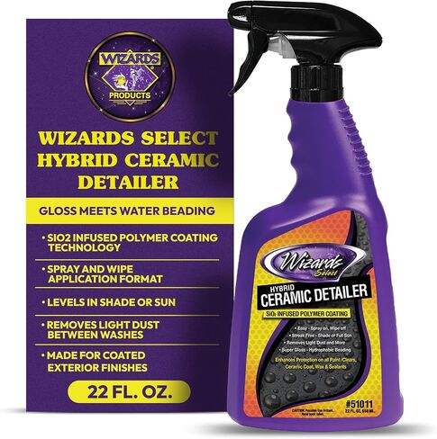 Wizards Select Hybrid Quick Ceramic Detailer Spray - 22 fl oz - SiO2 Infused Polymer Coating & Ceramic Spray Wax to Protect Paint, Ceramic Coat, Wax & Sealants in Kuwait