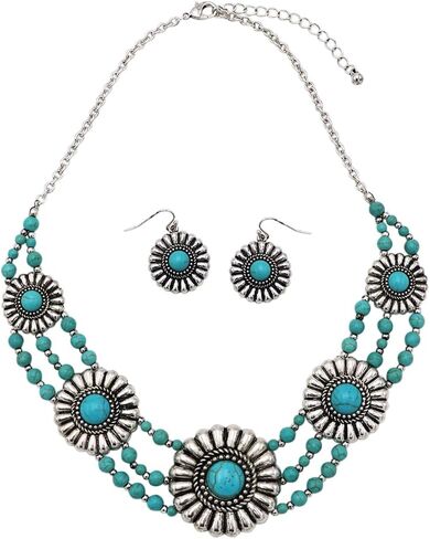 Rosemarie & Jubalee Women's Cowgirl Chic Natural Howlite Stone Center Concho Western Jewelry Gift Set in Kuwait