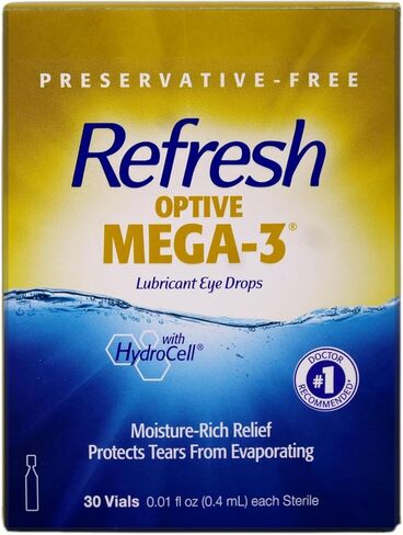Refresh Optive Mega-3 Lubricant Single-Use Sterile Containers Eye Drops 30 ea (Pack of 3) in Kuwait