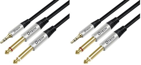 3ft 3.5mm إلى 1/4 محول الصوت كابل ستيريو TRS 1/8 إلى ثنائي ربع بوصة TS 6.35mm Y Splitter Guitar AMP Aux Cord لسماعات الرأس جاك الكمبيوتر المحمول مكبر الصوت الهاتف خلاط in Kuwait