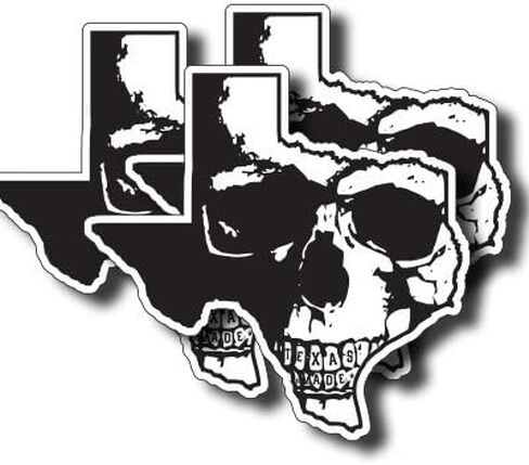 Texas Made Skull State Outline Vinyl Decal Bumper Sticker for Vehicles, Laptop, Tumblers, Cups (3" (Three Pack)) in Kuwait