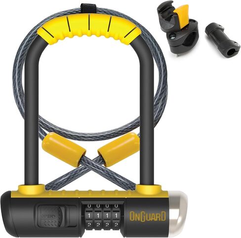 مجموعة كابلات ONGUARD Bulldog Combination U-Lock، أسود/أصفر in Kuwait