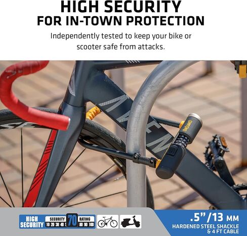 مجموعة كابلات ONGUARD Bulldog Combination U-Lock، أسود/أصفر in Kuwait