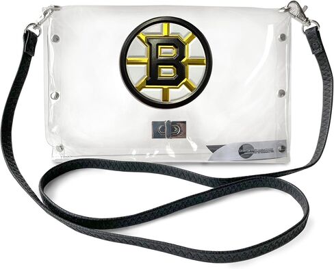 محفظة Littlearth النسائية NHL Seattle Kraken Clear Envelope مع حزام أسود أنيق، شفافة، 10 بوصة × 6.5 بوصة × 0.5 بوصة in Kuwait