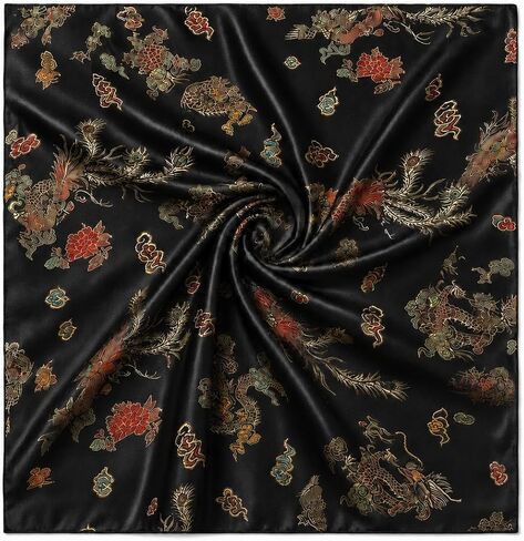 Chinese Dragon Brocade Fabric Sold by The Yard (Black) in Kuwait