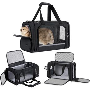 Cat Carrier Pet Travel Carrier by Airplane Approved Under seat, TSA Airline Approved Soft-Sided Carrier Bag for cat,Dogs,17.5 x 8.5 x 11 inches (Blue) in Kuwait