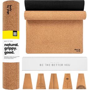 Luxury Cork Yoga Mat - Non Slip, Extra Thick Grip. Thicker, Longer, and Wider for More Comfort and Support. Tough Enough For Hot Yoga. Natural, Non Toxic, and Eco Friendly. Optional Alignment Lines. in Kuwait