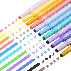 NiArt 11-Pack Cute Candy Color Highlighters with Mini Stamper Tips for Coloring, Drawing, Illustrating, Journaling and Art Crafts, Creative School Classroom Self-Inking Stationery for Kids in Kuwait
