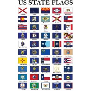State Flags Poster 2023 Updated Edition US History Classroom Decorations Social Studies Classroom Teacher Supplies All 50 States Posters For Civics Decor Cool Wall Decor Art Print Poster 16x24 in Kuwait