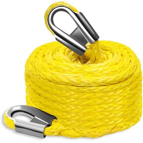 Synthetic Winch Rope 3/8" x 100'-23800 lbs Winch Line with Protective Sleeve,Forged Winch Hook,Safety Pull Strap go for 4WD Road Vehicle Truck SUV ATV UTV（Black Gray）… in Kuwait