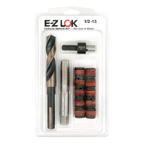 E-Z LOK Thread Repair Kit for Metal - Includes Threaded Inserts, Drill, Tap and Drive Tool, Standard Wall, 5/16-18 x 1/2-13 x 1.00" Length (EZ-329-501) in Kuwait
