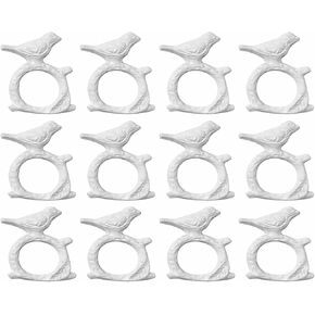 Handmade Aluminium Metal Napkin Rings Set of 12 - Napkin Holder for Dinning Table Parties Everyday - Songbird Bird on Tree Branch, Pack of 12 in Kuwait
