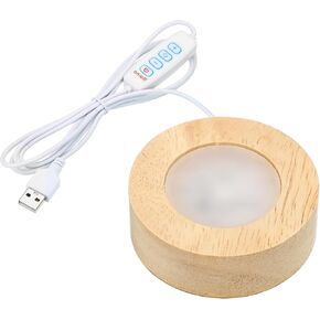 PATIKIL 2.4 Inch Wooden LED Light Base, Wood Light Display Base Stand Lighting with Switch for 3D Crystal Glass Aroma Stone Art, Warm White Light in Kuwait