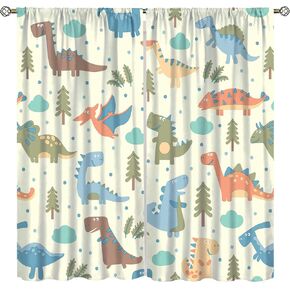 Cute Dinosaur Curtains, Colorful Cartoon Dinosaur Animal Print Rod Pocket Decorative Curtains for Kids Boys and Girls Bedroom Toy Room42X45 Inch in Kuwait