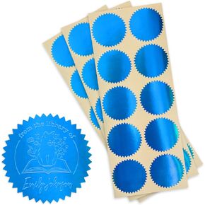 ملصقات ختم فضية لامعة ذاتية اللصق مقاس 1.75 بوصة من MaxMark للشهادات، وأختام منقوشة على كاتب العدل - عدد 100 in Kuwait