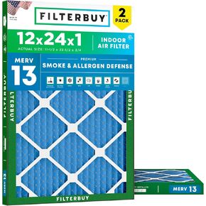 Filterbuy 10x24x1 Air Filter MERV 13 Optimal Defense (2-Pack), Pleated HVAC AC Furnace Air Filters Replacement (Actual Size: 9.50 x 23.50 x 0.75 Inches) in Kuwait
