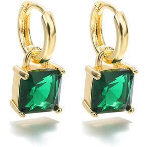 Emerald Pendant Necklaces for Women, 14K Gold Plated Layering Necklaces for Teen Girls, Dianmond Necklace, Emerald Rectangle Pendant Necklaces, Dark Green Necklace Jewelry Giftsendant Necklaces for Women, 14K Gold Plated Layering Necklaces for Teen Girls, in Kuwait