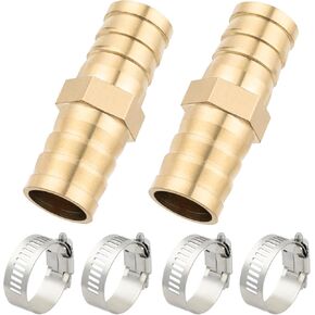 Brass Hose Barb Fitting Reducer Union 1" Barbed x 3/4" Barbed 2pcs with 4pcs Hose Clamps in Kuwait