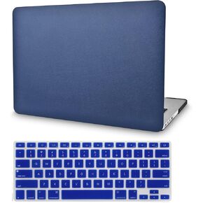 متوافق مع غطاء حماية MacBook AIR مقاس 15 بوصة إصدار 2023 M2 A2941 غطاء صلب من الجلد الإيطالي + غطاء لوحة المفاتيح (جلد أزرق داكن)، DBL-AIR15-KC in Kuwait