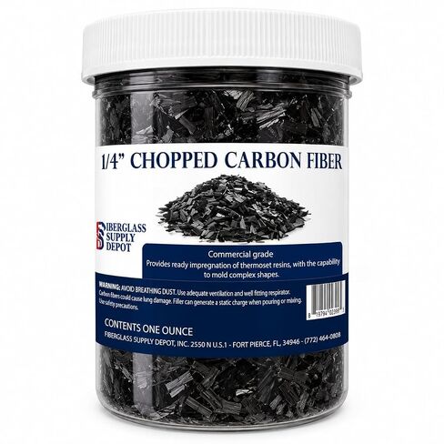 1/4" Chopped Carbon Fiber Strands - 4 oz Jar in Kuwait